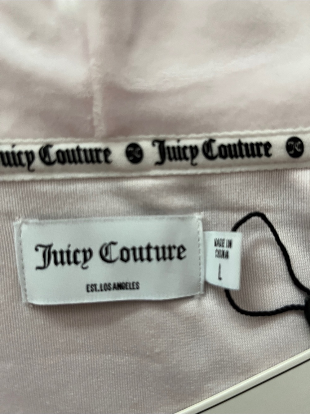 NWT Juicy Couture Pale Pink Zip Hoodie with Drawstrings - Picture 8 of 9